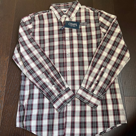 Chaps Ralph Lauren Polo White Sand Plaid L/S Button Front Shirt - Picture 4 of 5